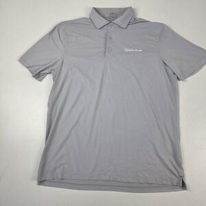 Sun Day Red Polo Shirt Mens Medium Gray TaylorMade Logo Golf Performance Stretch